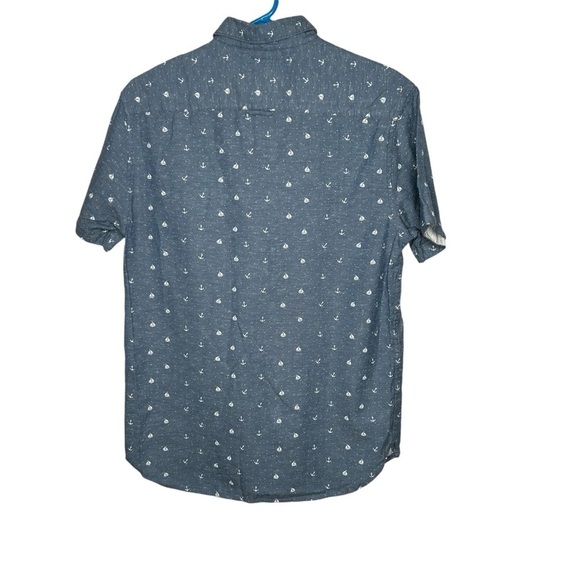 Denim & Flower Men’s Anchor Button Down Shirt Size Medium Blue S/S Slim Fit - Picture 4 of 4